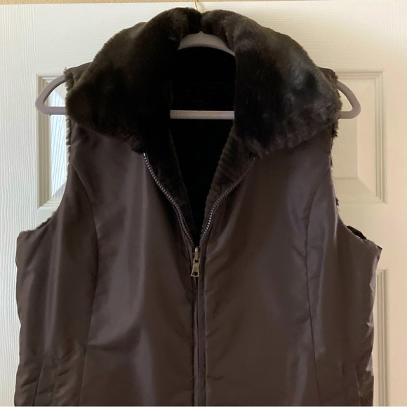 Liz Claiborne Brown Reversible Faux Fur Vest - Brown - Picture 6 of 9